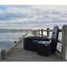 Xtreme Plunge Descent Solo Cold Plunge Tub Ultimate Package with chiller, tub and lid in Black with ocean background